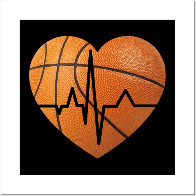 Basketball Heartbeat Wall Art by Merchweaver